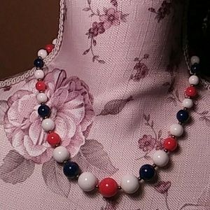 1980's Red White and Blue 18" plastic Necklace